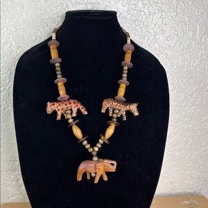 Safari hand crafted wood necklace